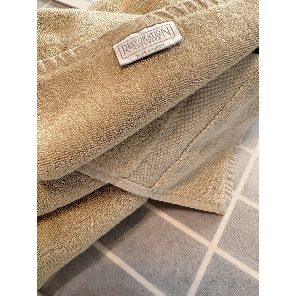 Restoration Hardware Tan 70" x38" 100% Turkish Cotton JUMBO BATH SHEET -flaws